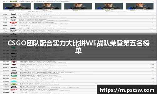 CSGO团队配合实力大比拼WE战队荣登第五名榜单