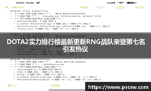 DOTA2实力排行榜最新更新RNG战队荣登第七名引发热议