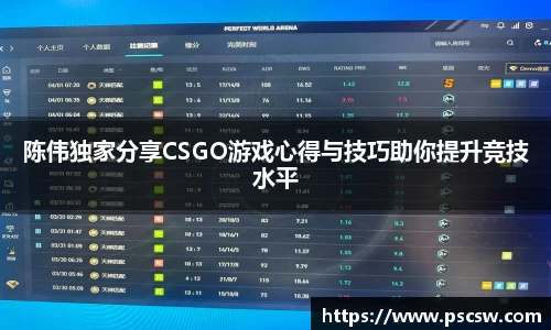 陈伟独家分享CSGO游戏心得与技巧助你提升竞技水平